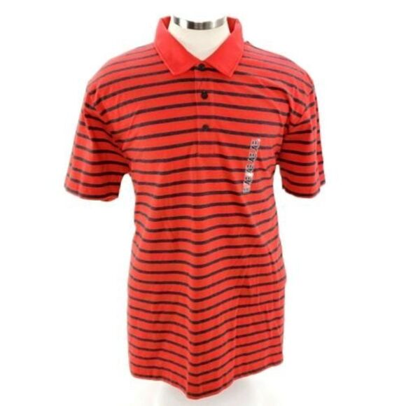 Puma Mens XXL Red Gray Short Sleeve Striped Cotton Polo Shirt - Picture 1 of 12